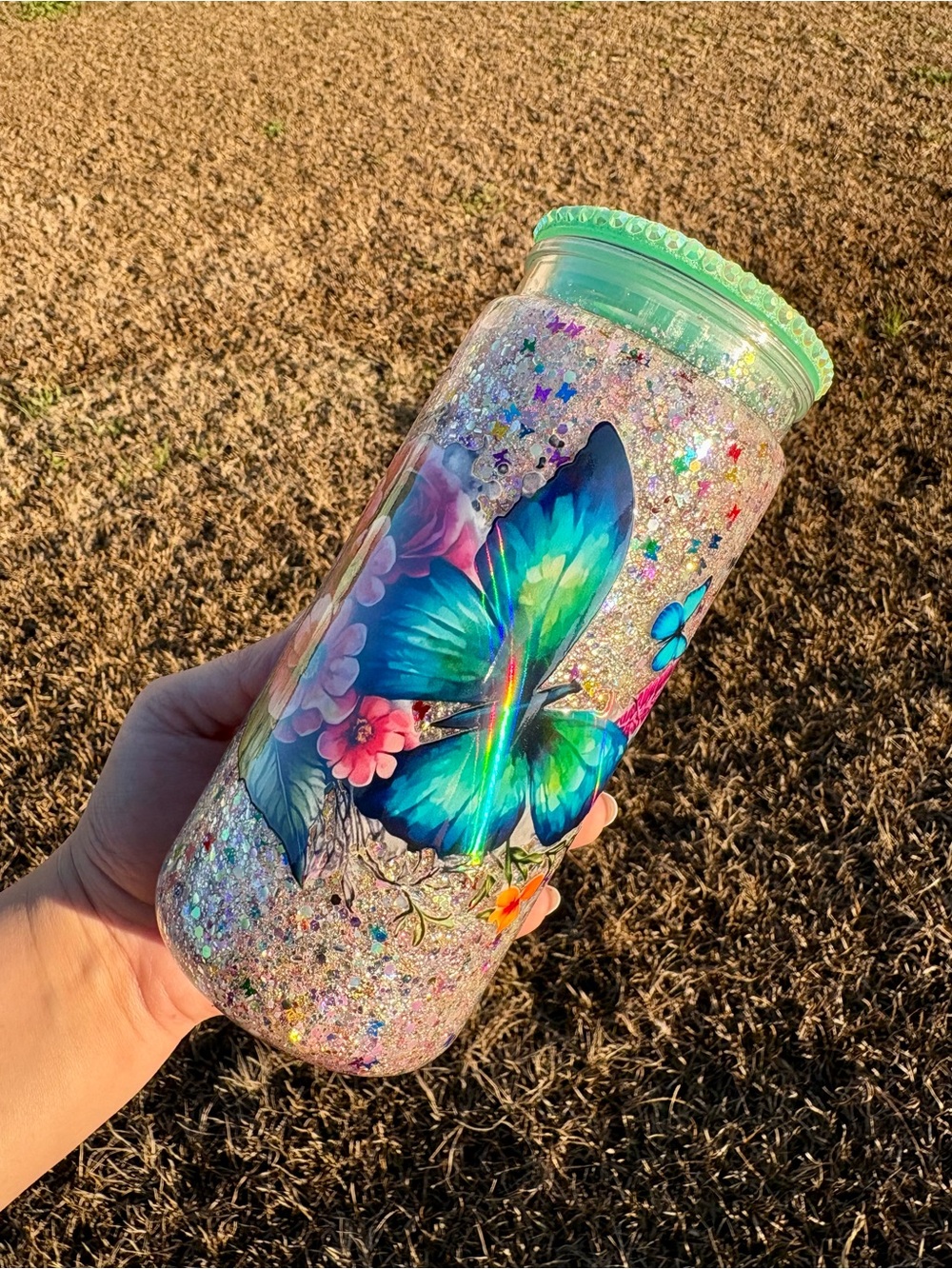 Handmade Glitter Butterfly Decorative Snowglobe cup